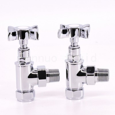 Cross Handle Brass Manual Trv Angle Thermostatic Radiator Valve Chrome Plated Temperate Heating